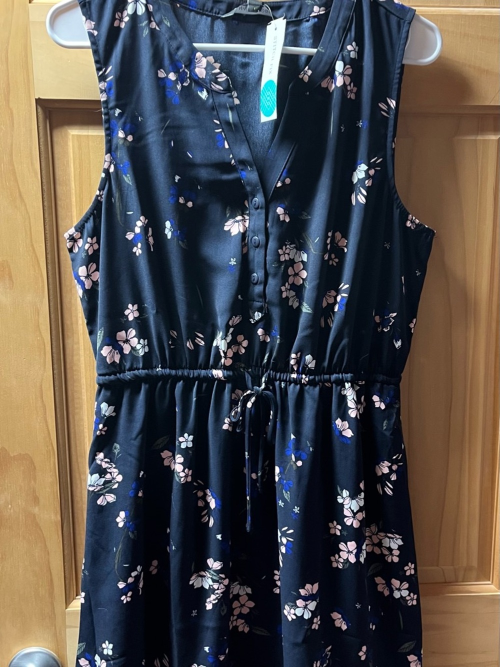 41 Hawthorn Navy Floral Sleeveless Drawstring Dress